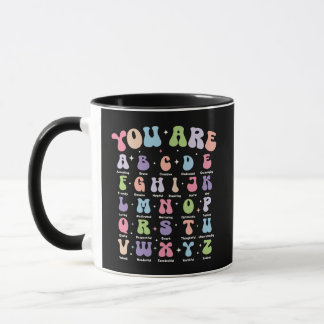 Retro Pastell Alfabet Affirmation Fantastiska ABCs Mugg