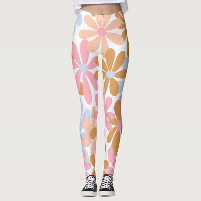 Retro Pastell Groovy Tusenskönsmönster Leggings (Framsida)