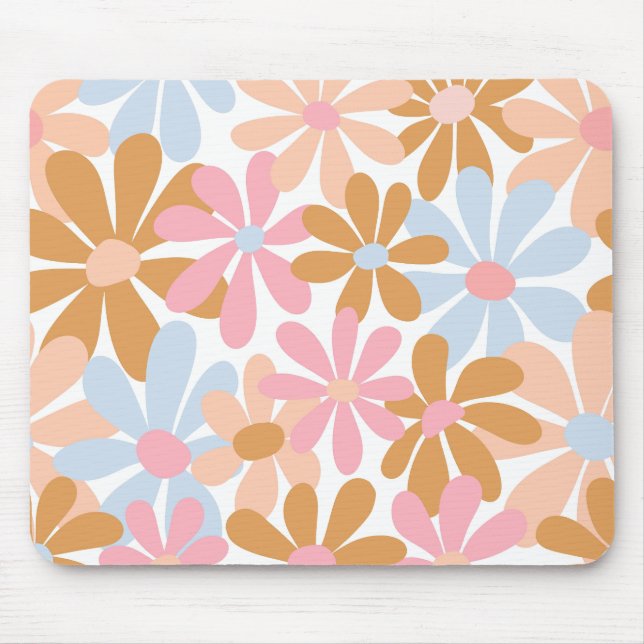 Retro Pastell Groovy Tusenskönsmönster Musmatta (Framsidan)