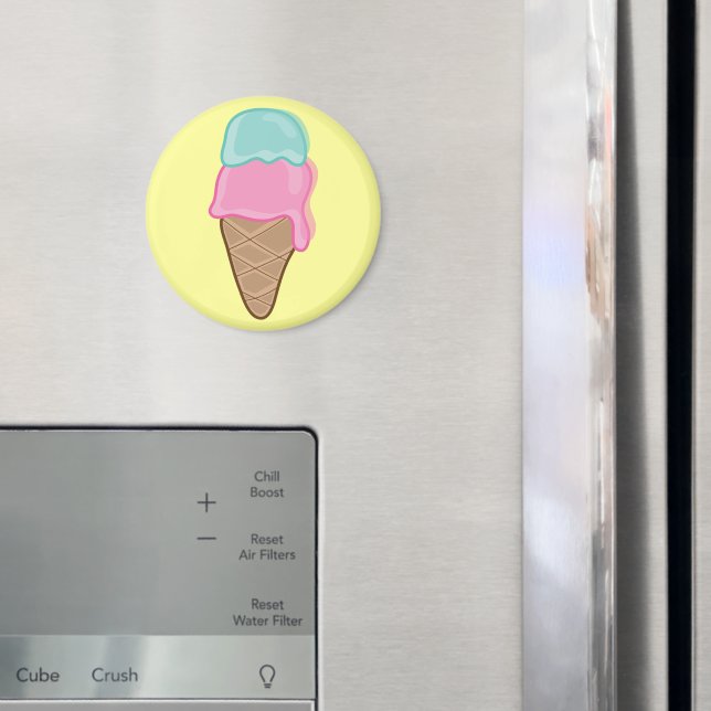 Retro Pastell Jordgubbs Mint Sommar Glasskon Magnet (In Situ (Fridge))