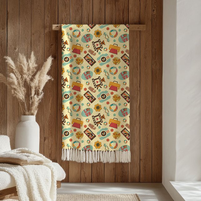Retro Pastell Kast Groovy 70-tal Färgglad Accent Fleecefilt (Retro Pastel Throw Groovy 70s Colorful Accent)