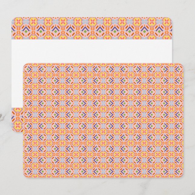 Retro Pastell Pixelmosaik Geometriskt Mönster Inbjudningar (Fram/baksida)