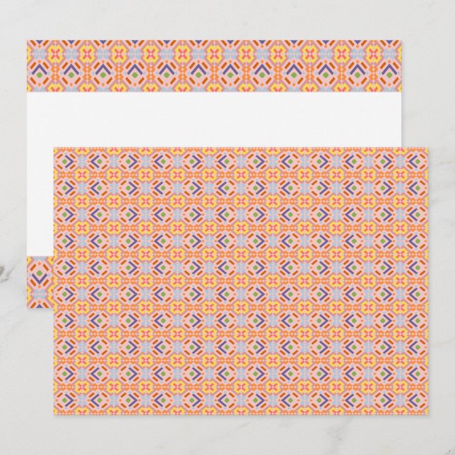 Retro Pastell Pixelmosaik Geometriskt Mönster Tack Kort (Fram/baksida)