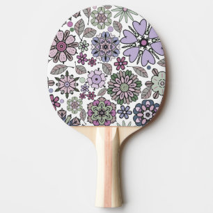 Retro Pastell Rosa Lila Blommig Sömlös Mönster Pingisracket