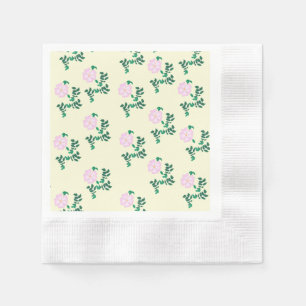 Retro Pastell Rosa Vildros Blommönster Pappersservett