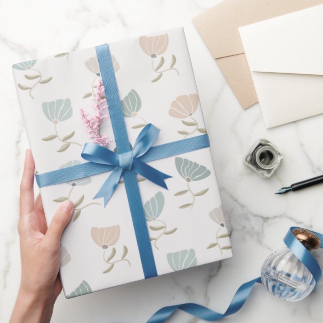 Retro Pastellblommor Presentpapper (Gifting)