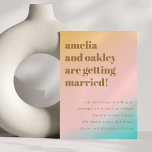 Retro Pastellövertoning Unikt målbröllop Inbjudningar<br><div class="desc">Retro Summer Beach Vibes Pastels Gradient Unik inbjudan till destinationsbröllop</div>