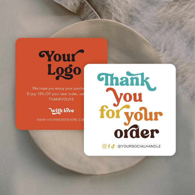 Retro Pastels Small Business Tack för beställning Anteckningskort (Skapare uppladdad)