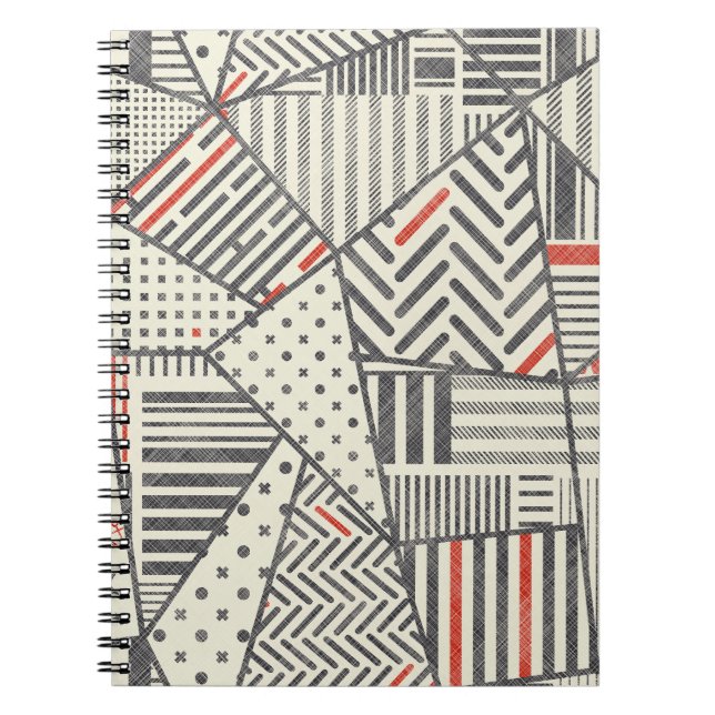 Retro Patchwork: Abstraktens geometriska design Anteckningsbok (Framsidan)