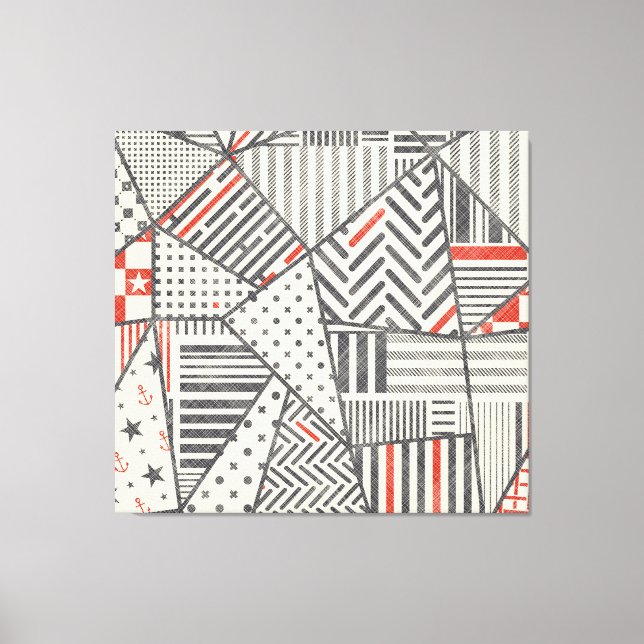 Retro Patchwork: Abstraktens geometriska design Canvastryck (Framsida)