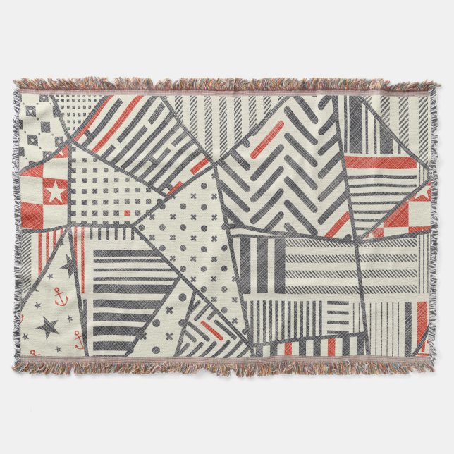 Retro Patchwork: Abstraktens geometriska design Filt (Framsidan)