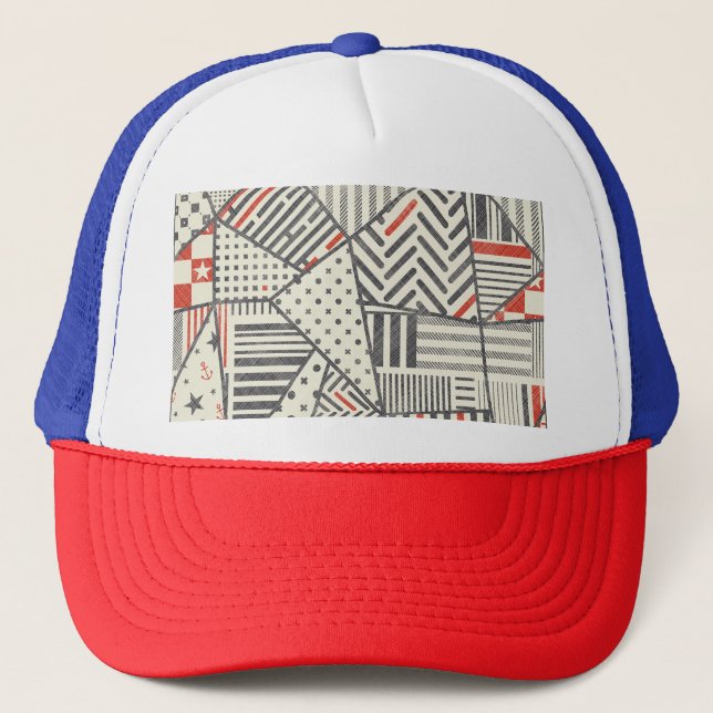 Retro Patchwork: Abstraktens geometriska design Keps (Framsida)
