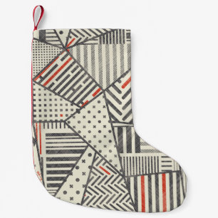Retro Patchwork: Abstraktens geometriska design Liten Julstrumpa
