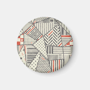 Retro Patchwork: Abstraktens geometriska design Magnet