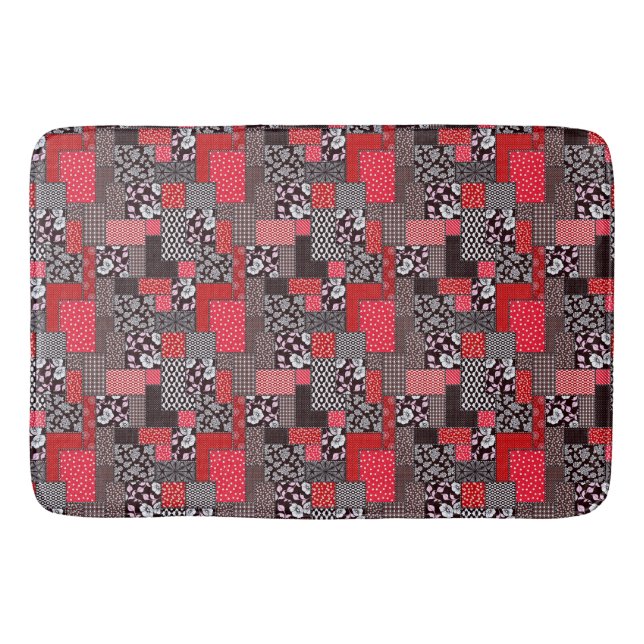 Retro Patchwork Blommig Quilt Mönster Badrumsmatta (Framsidan)