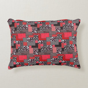 Retro Patchwork Blommig Quilt Mönster Prydnadskudde