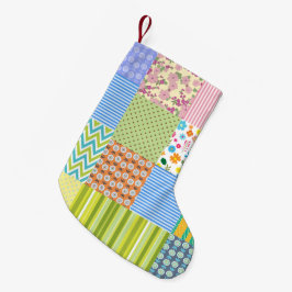 Retro Patchwork Quilt Mönster jul Helgdag Liten Julstrumpa