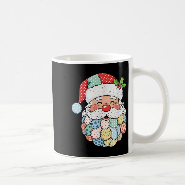 Retro Patchwork Santa Claus Christmas Preppy Xmas  Kaffemugg (Höger)