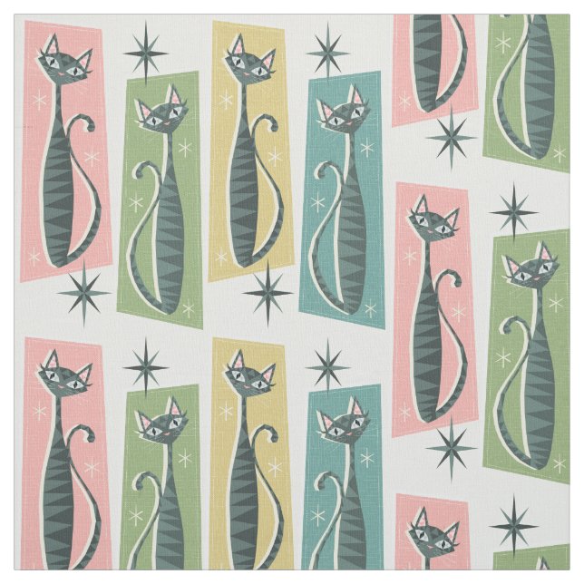 Retro Patchwork Tabbies ©studioxtine 2019 Tyg (Provkarta)