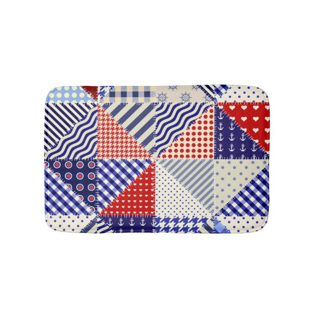 Retro Patchwork Triangles Nautical Stil Badrumsmatta (Framsidan)