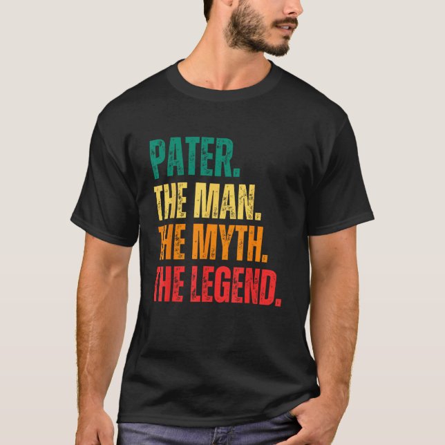 Retro Pater the Man the Myth the Legend Pops Prese T Shirt (Framsida)