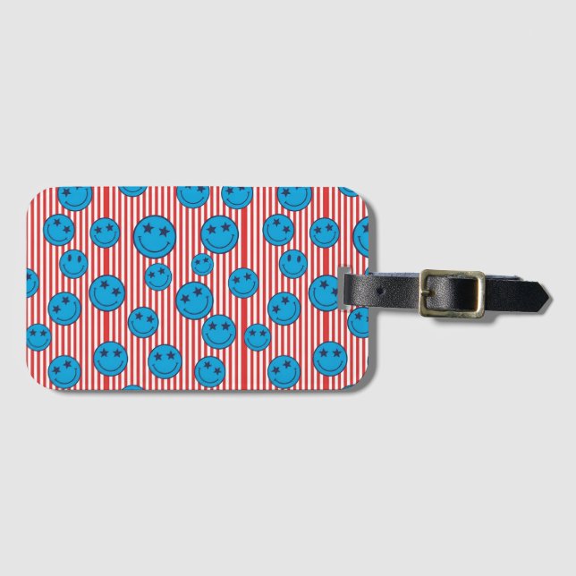 Retro Patriot Leende Ansikte Bagagebricka (Framsida horisontal)