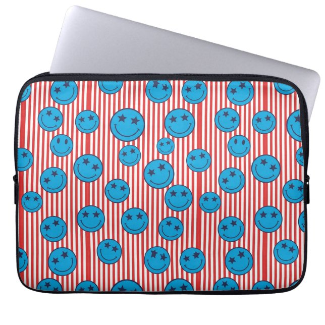 Retro Patriot Leende Ansikte Laptop Fodral (Framsidan)