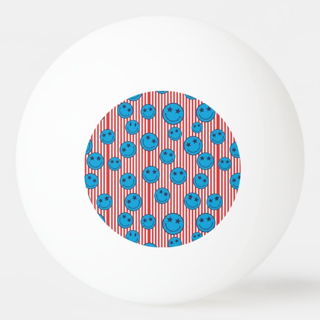 Retro Patriot Leende Ansikte Pingisboll (Framsidan)