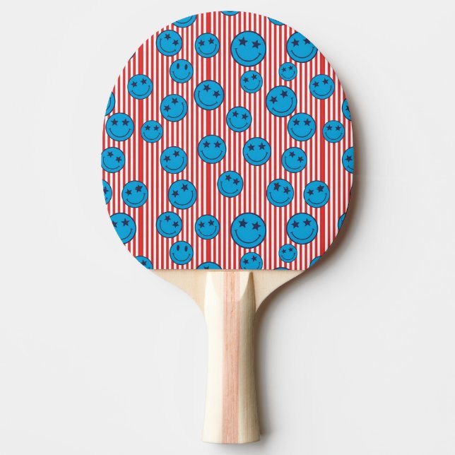 Retro Patriot Leende Ansikte Pingisracket (Framsidan)