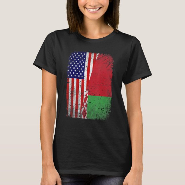 Retro Patriotic American Belarus Flagga Distress 1 T Shirt (Framsida)