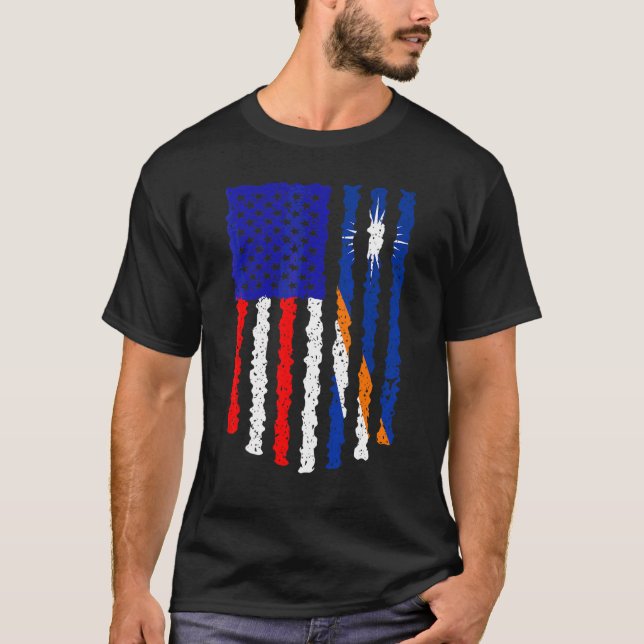 Retro Patriotic American Marshall Islands Flagga D T Shirt (Framsida)