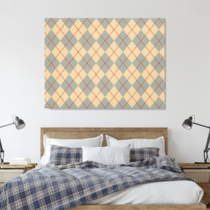 Retro Patriotic Argyle Wall Art Canvastryck