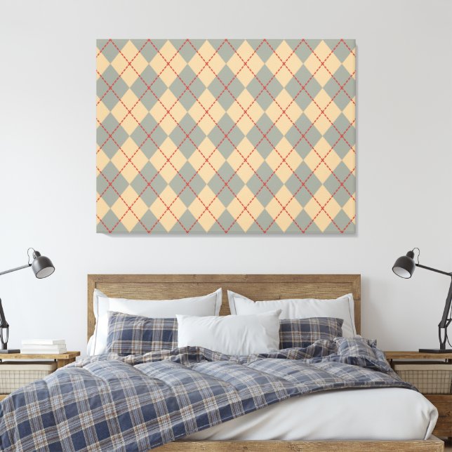 Retro Patriotic Argyle Wall Art Canvastryck (Insitu (sovrum))