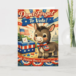 Retro Patriotic Donkey Vote Reminder Kort