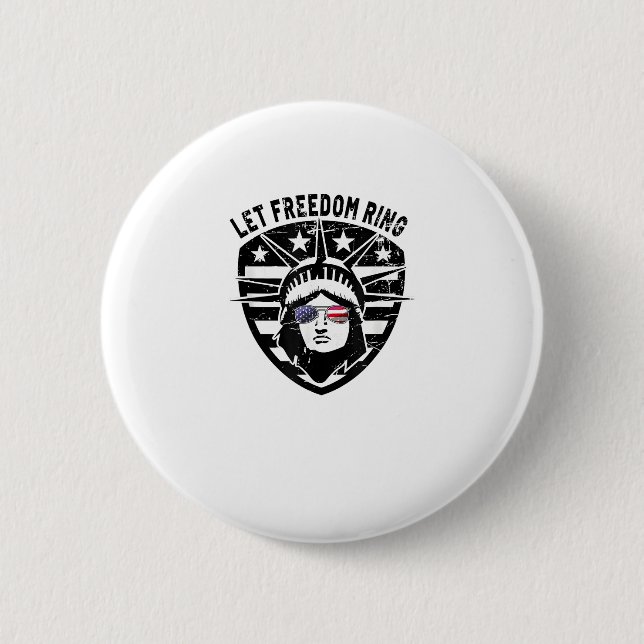 Retro Patriotic Let Freedom Ring 4 juli Knapp (Framsida)