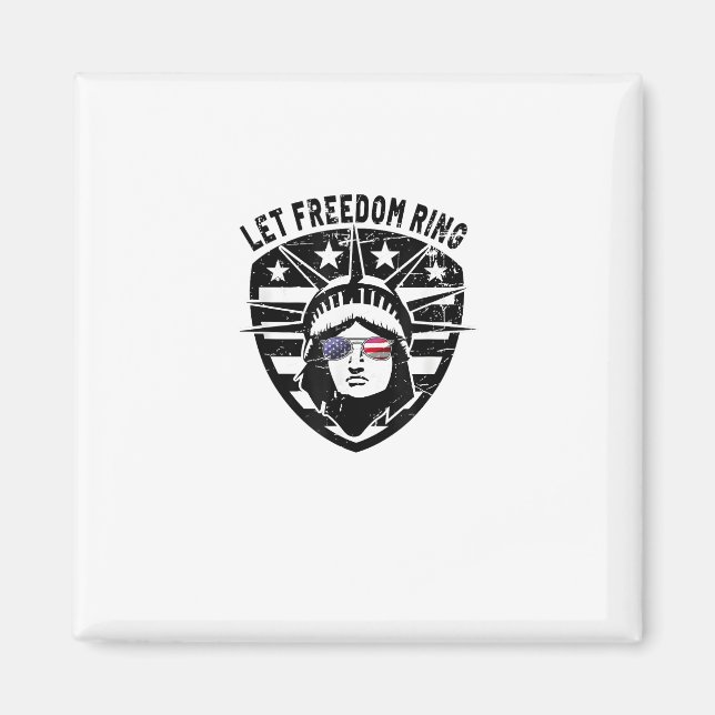 Retro Patriotic Let Freedom Ring 4 juli Magnet (Framsidan)
