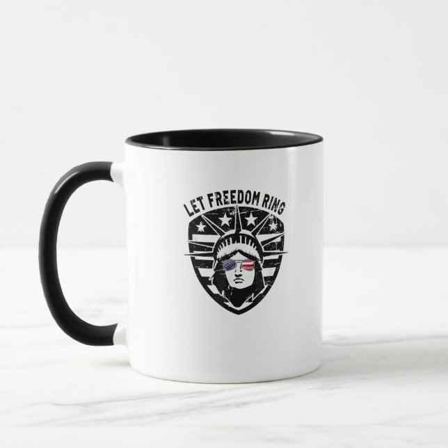 Retro Patriotic Let Freedom Ring 4 juli Mugg (Vänster)