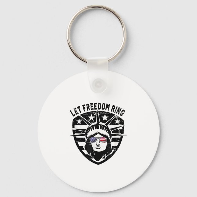 Retro Patriotic Let Freedom Ring 4 juli Nyckelring (Framsida)