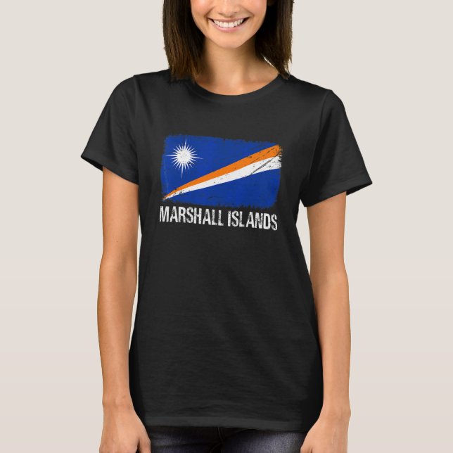Retro Patriotic Manar Women Marshall Islands Flagg T Shirt (Framsida)