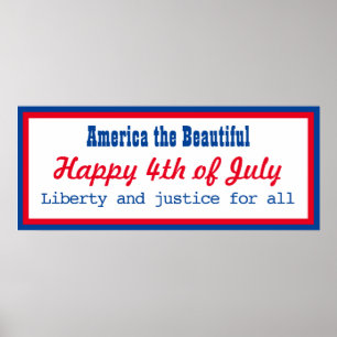 Retro Patriotic Red Blue White Lycklig 4:e juli Poster