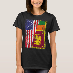 Retro Patriotic USA American Flagga Sri Lanka Flag T Shirt