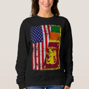 Retro Patriotic USA American Flagga Sri Lanka Flag T Shirt