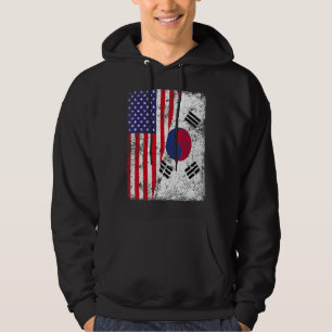 Retro Patriotic Usa American Flagga Sydkorea Flagg Hoodie