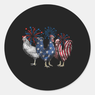 Retro Patriotic Usa Chicken Usa Hen 4 juli Fu Runt Klistermärke