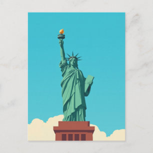 Retro Patriotisk New York City Frihetsgudinnan Vykort