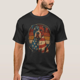 Retro Patriotisk Pit Bull - Vintage Amerikansk Hun T Shirt