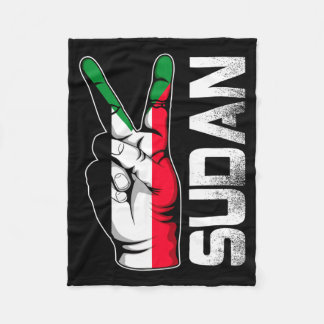 Retro Patriotisk Seger Sudan Flagga Fingrar Fleecefilt