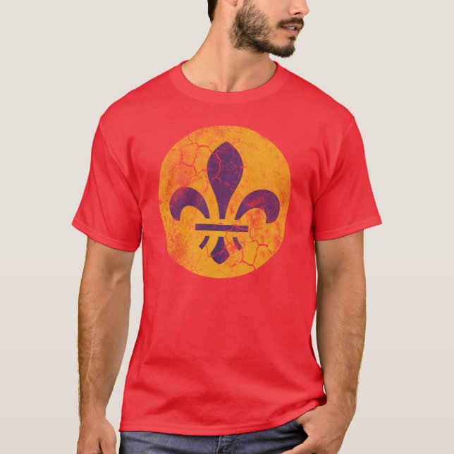Retro patriotisk St Louis flagga Fleur De Lis Tee (Framsida)