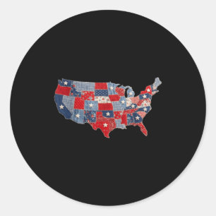 Retro patriotisk usa kartplåster vintage americaR Runt Klistermärke