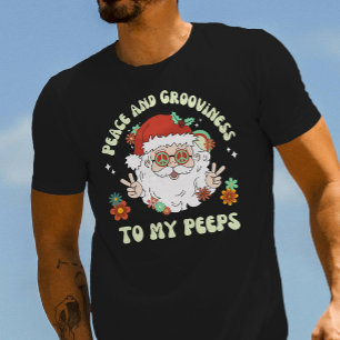 Retro Peace and Grooviness Hippie jultomten T Shirt